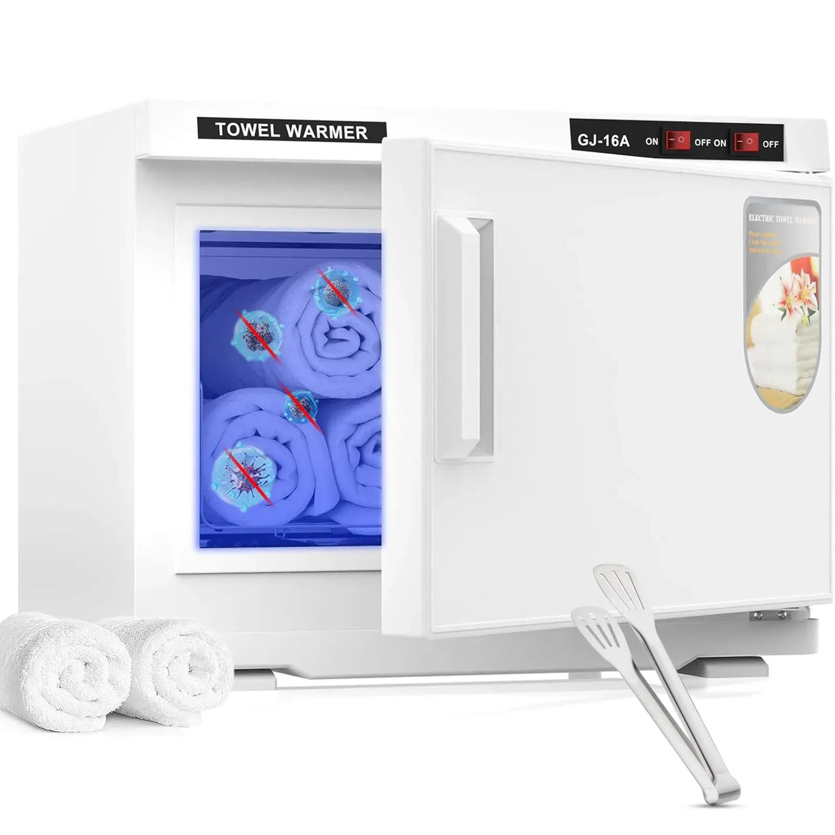 White 32L Black Hot Towel Warmer UV Sterilizer Cabinet for Salon and Home Use