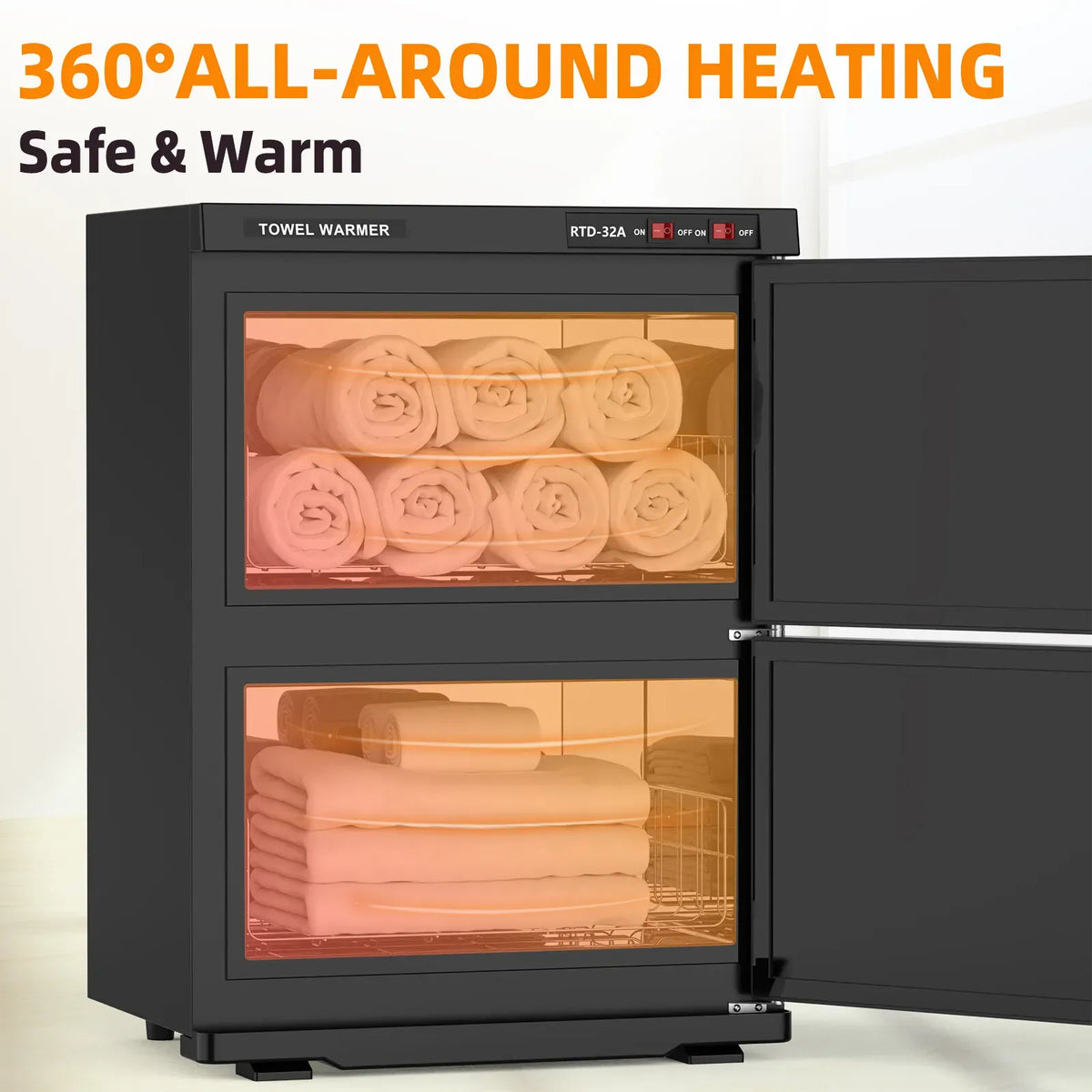 White 32L Black Hot Towel Warmer UV Sterilizer Cabinet for Salon and Home Use