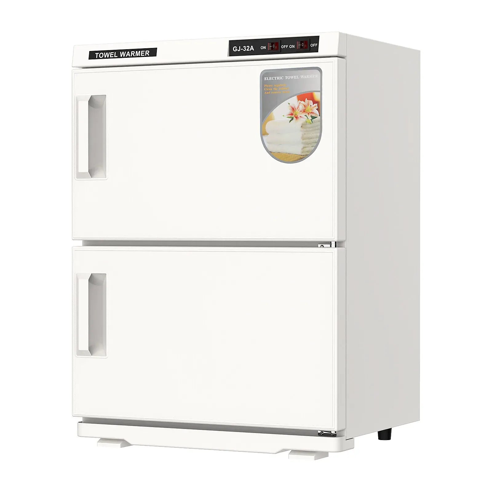 White 32L Black Hot Towel Warmer UV Sterilizer Cabinet for Salon and Home Use