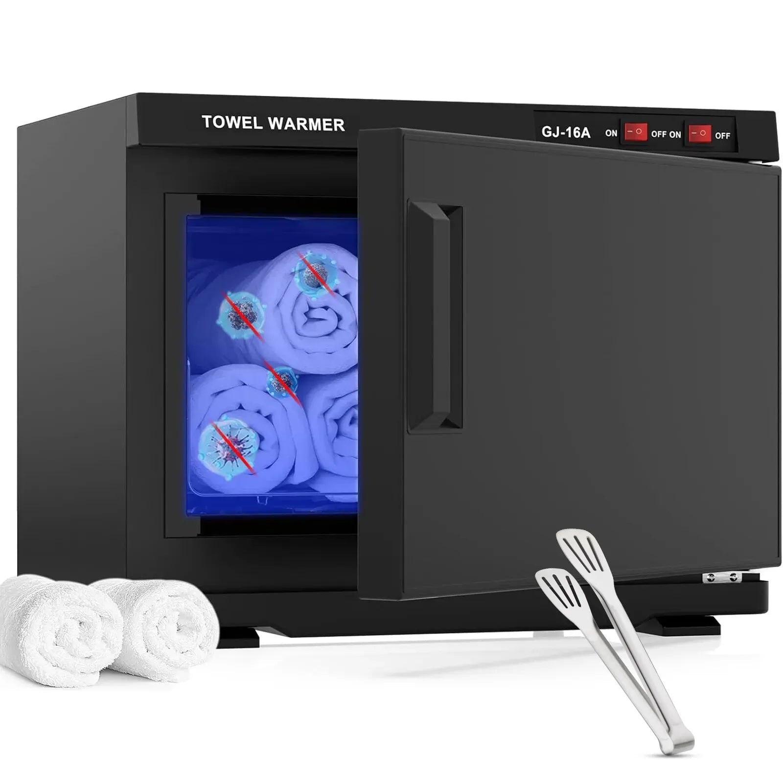White 32L Black Hot Towel Warmer UV Sterilizer Cabinet for Salon and Home Use