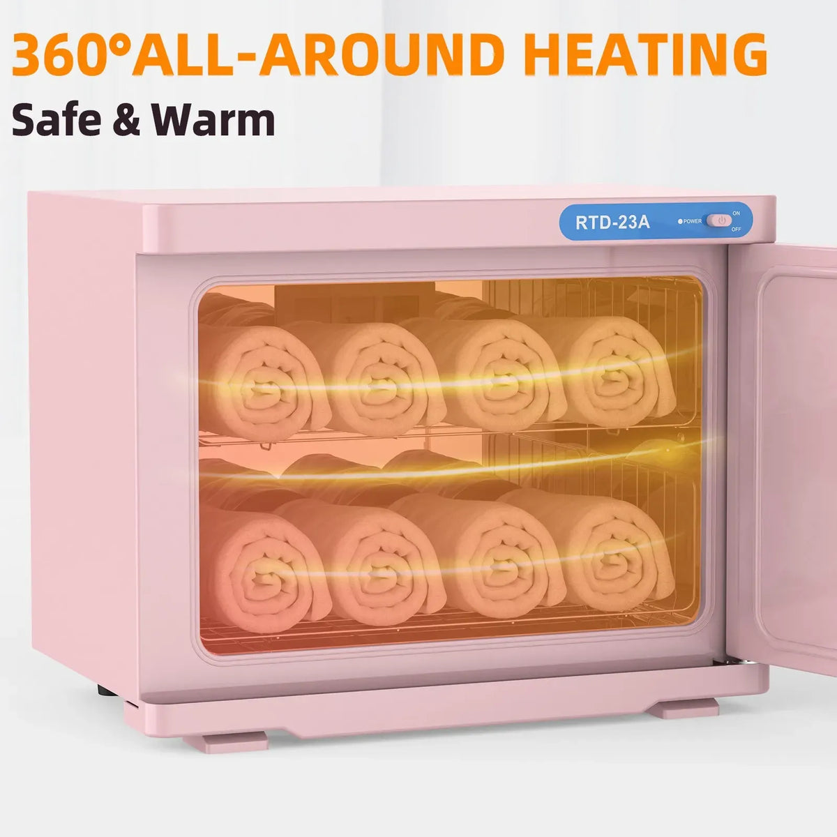 Pink 23L Hot Towel Warmer Cabinet with UV Sterilizer for Salon and Home Use