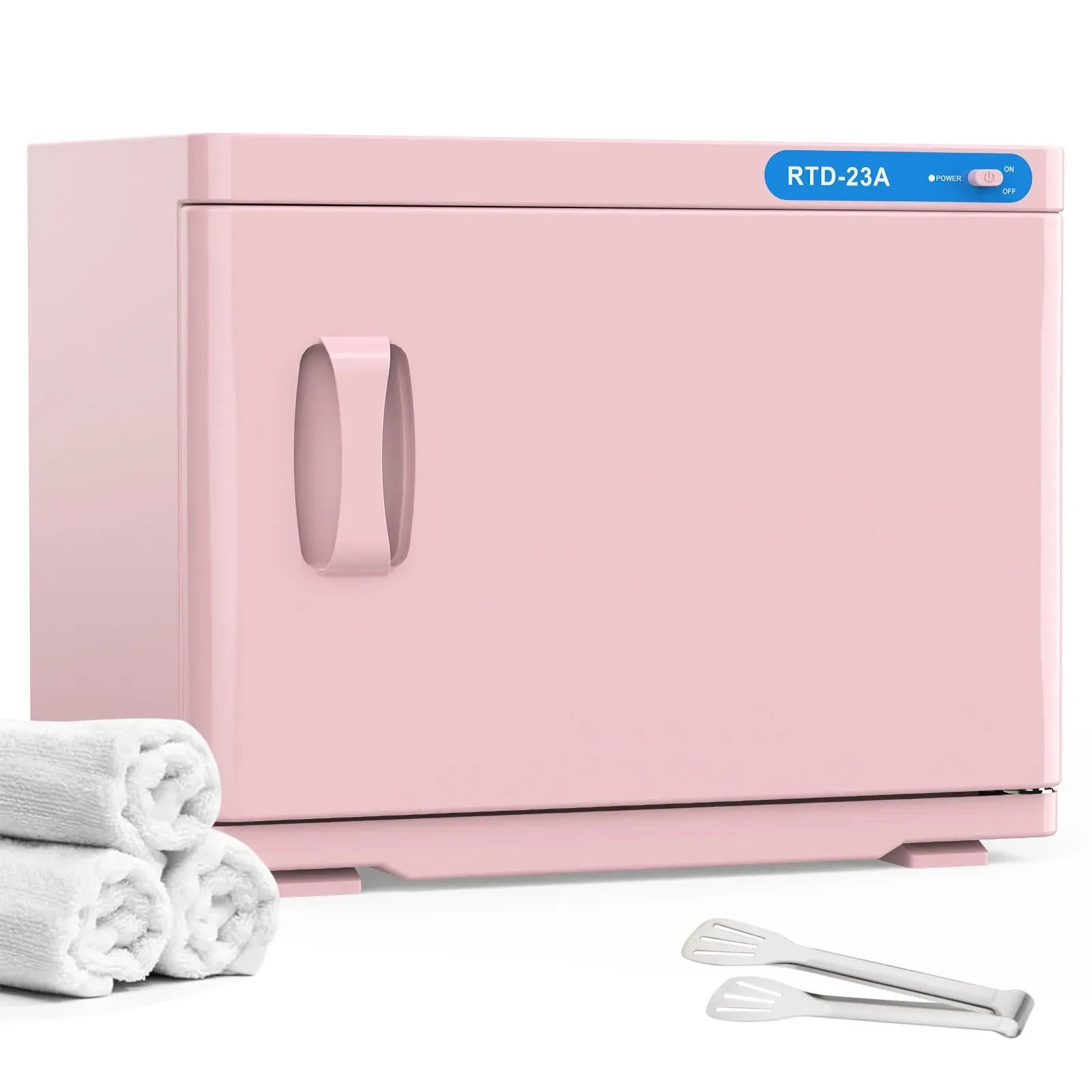 Pink 23L Hot Towel Warmer Cabinet with UV Sterilizer for Salon and Home Use