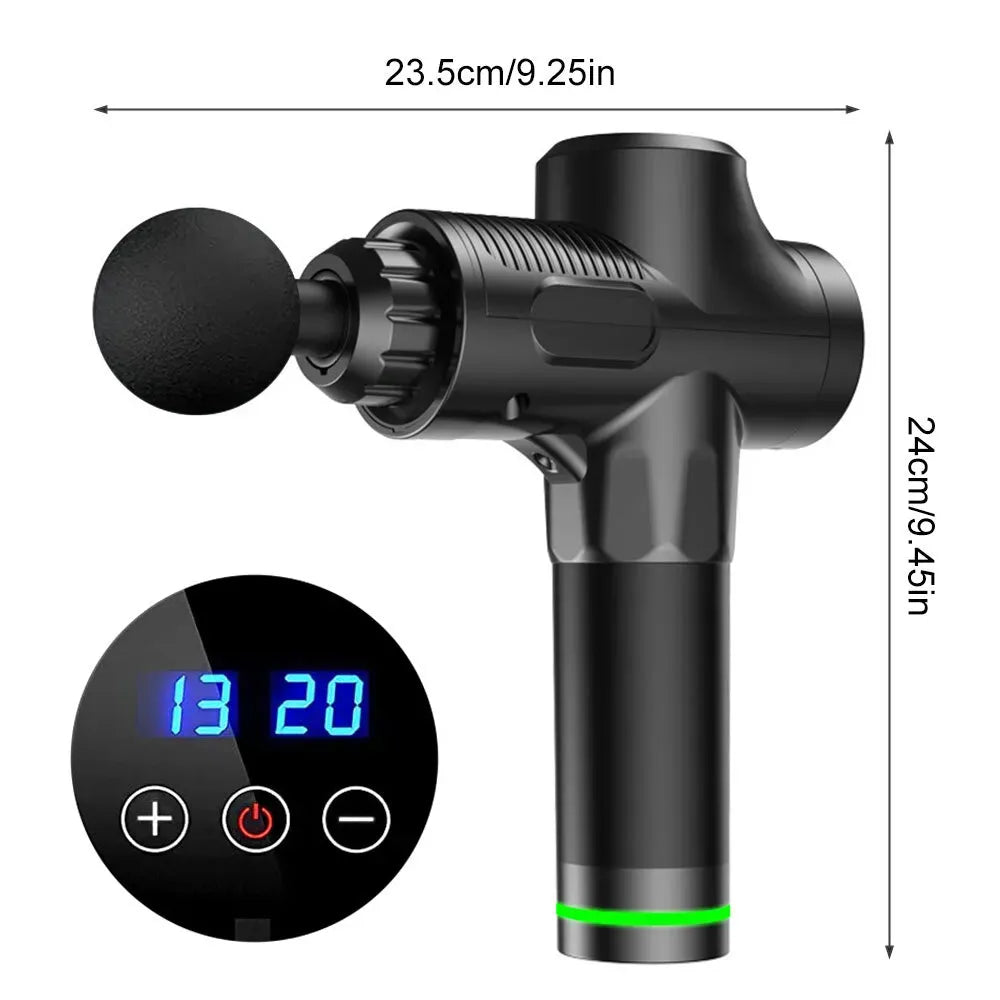 Deep Tissue Massage Gun Black with 10 Interchangeable Heads and 30 Adjustable Speeds