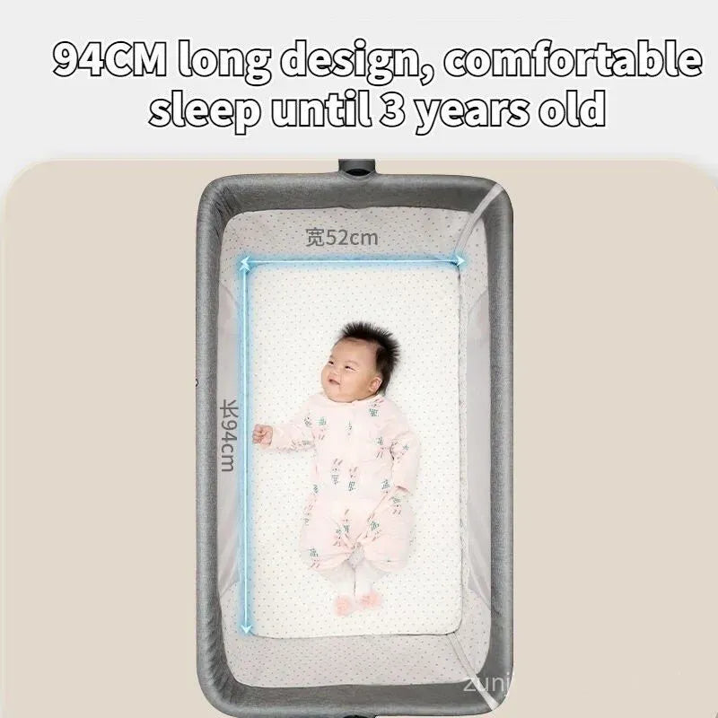 Portable Baby Bassinet Cot Crib Bedside Co Sleeper in Grey - 92x68x80CM