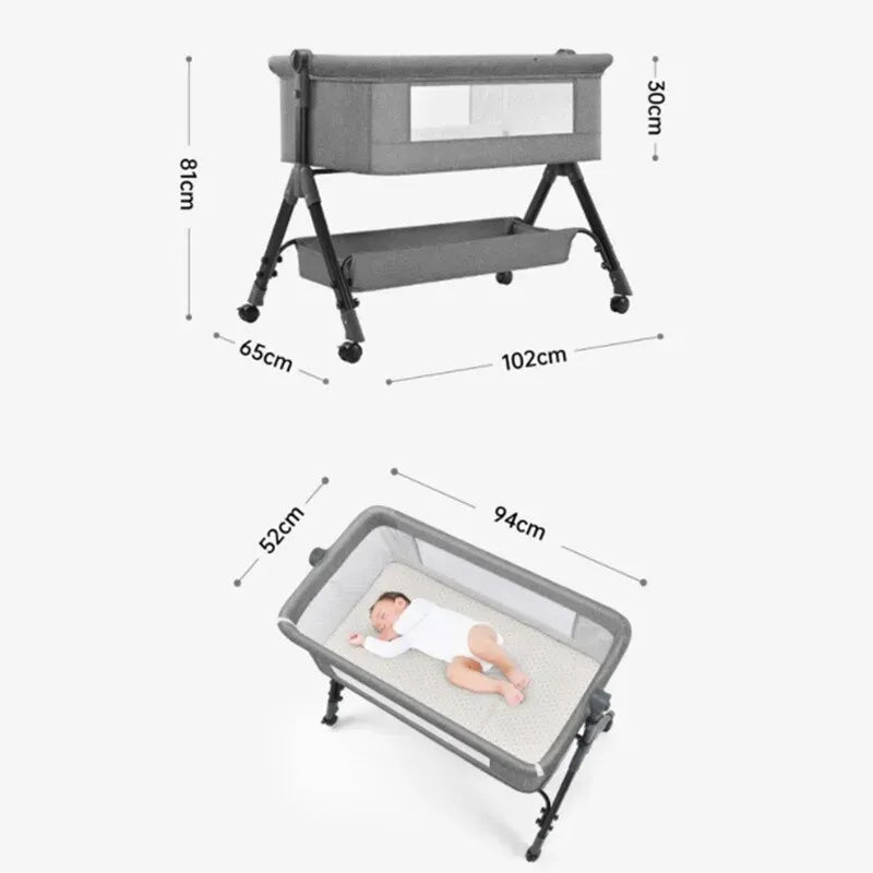 Portable Baby Bassinet Cot Crib Bedside Co Sleeper in Pink, 92x68x80CM