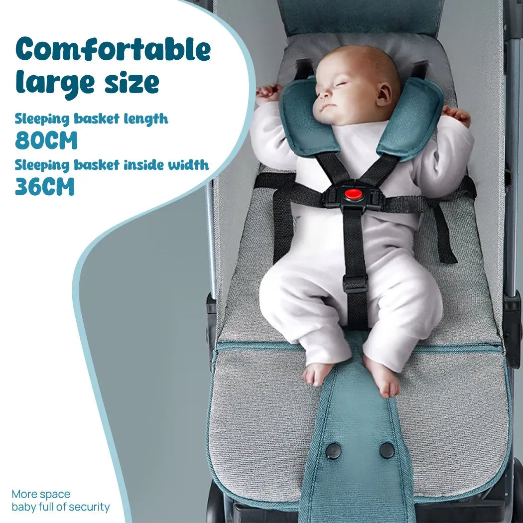 Lightweight Compact Baby Stroller in Black, Easy Fold Design for Travel, Suitable for Ages 0-5 Years