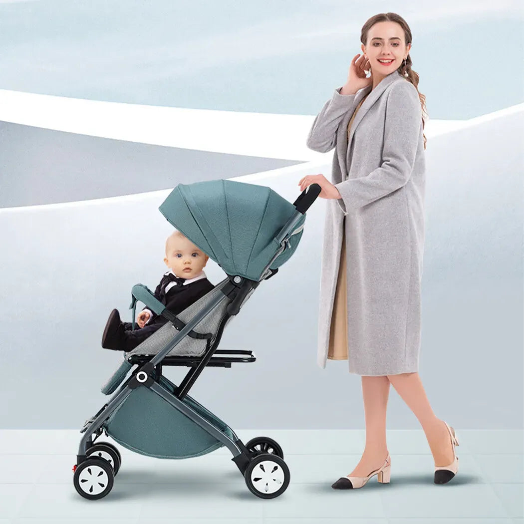 Lightweight Compact Baby Stroller Pram in Pink - Easy Fold for Travel, Suitable for Ages 0-5 Years