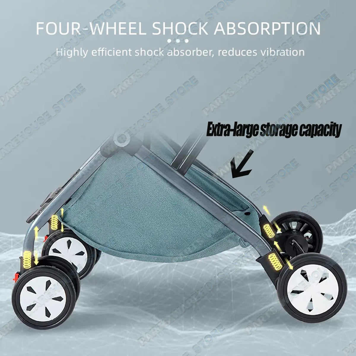 Lightweight Compact Baby Stroller Pram in Black and Grey – Foldable Travel Design