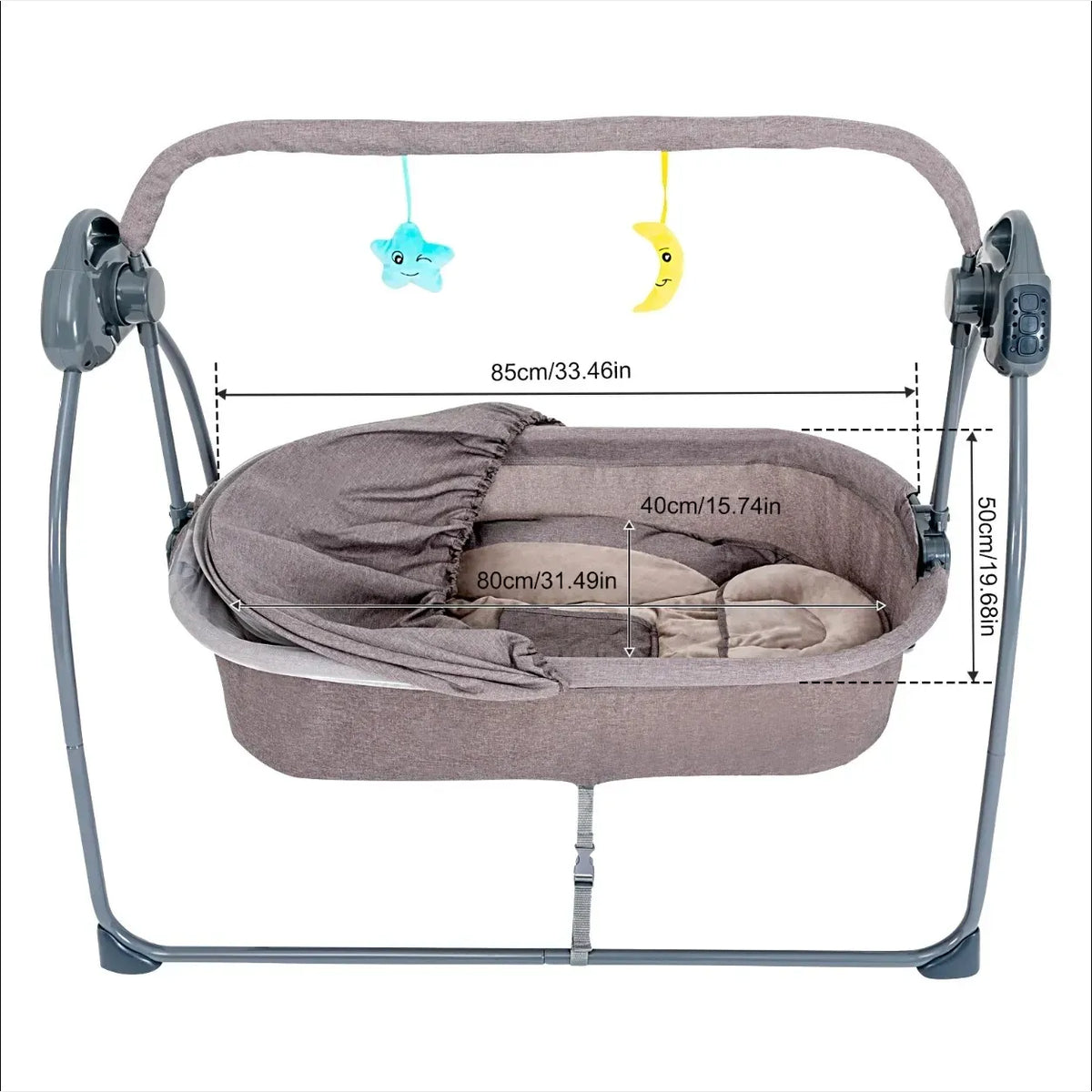 Auto-Swing Electric Baby Crib Cradle in Khaki with Bluetooth and 5 Adjustable Speeds