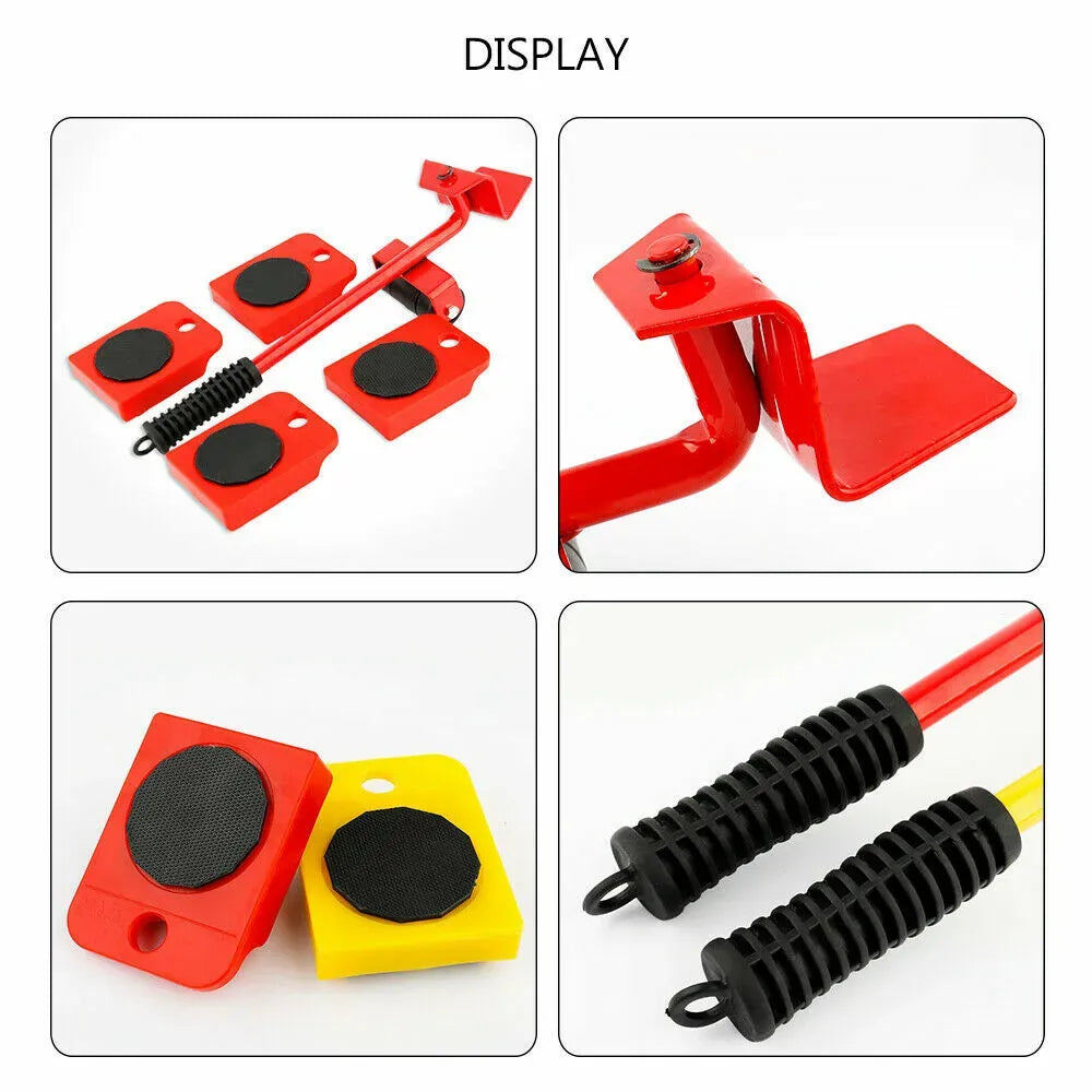 Heavy Furniture Moving Lifter Roller Tool Set with Sliders - Red