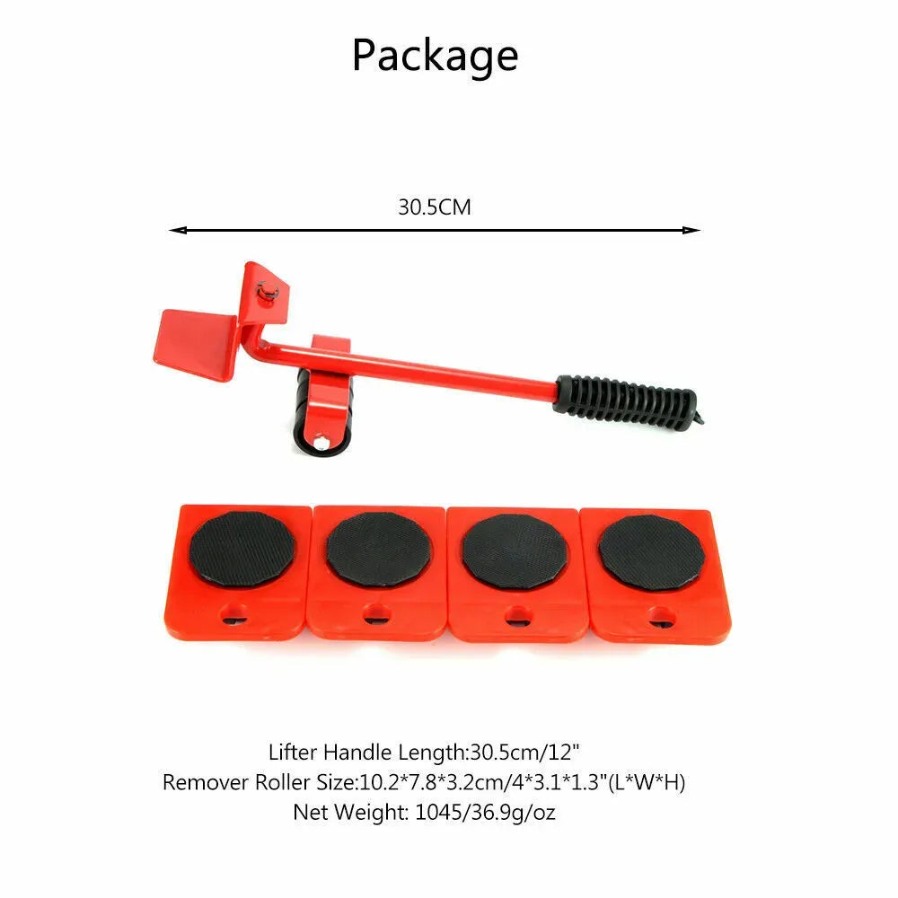 Heavy Furniture Moving Lifter Roller Tool Set with Sliders - Red