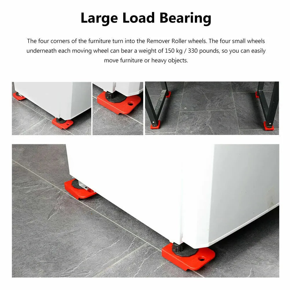 Heavy Furniture Moving Lifter Roller Tool Set with Sliders - Red