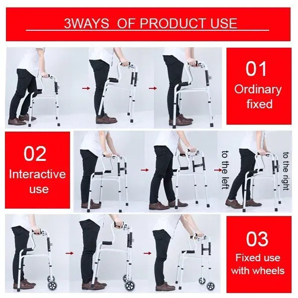 Height Adjustable Folding Medical Walking Frame in Black Aluminium Alloy - Bent