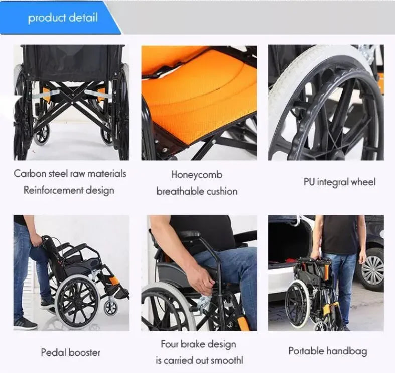 Black Wheelchair 20" Black Lightweight Self-Propelled Folding Wheelchair for Travel