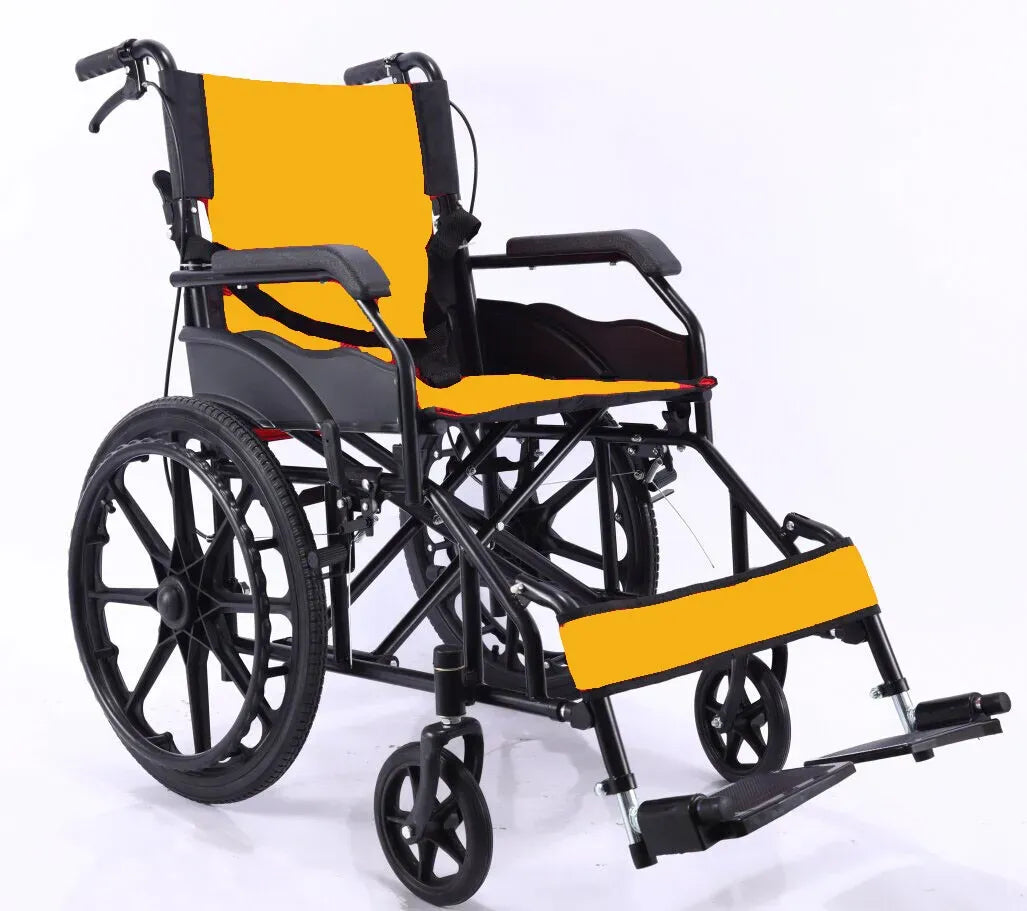 Black Wheelchair 20" Black Lightweight Self-Propelled Folding Wheelchair for Travel