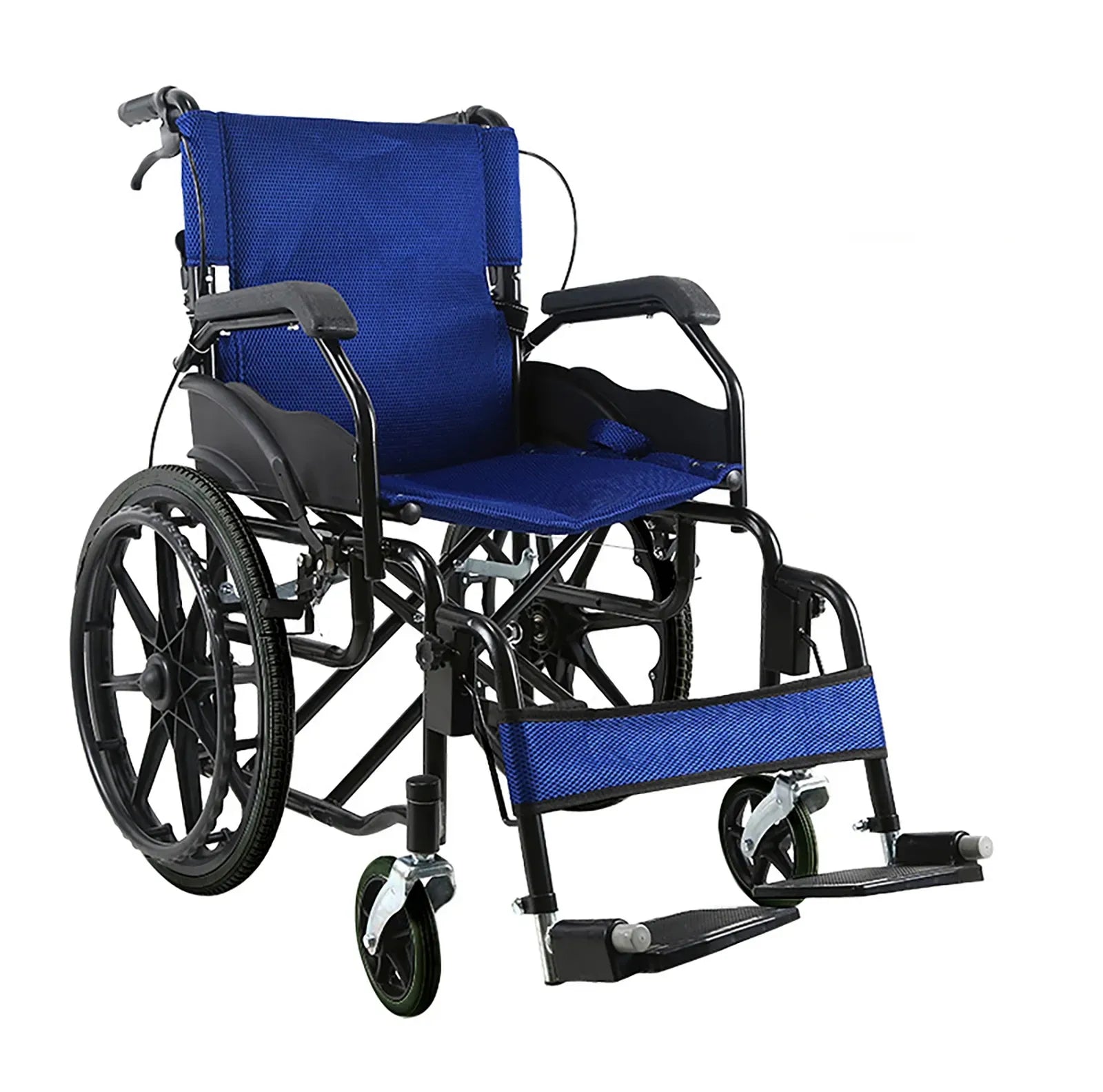Blue Wheelchair Lightweight 20" Self-Propelled Folding Wheelchair in Blue