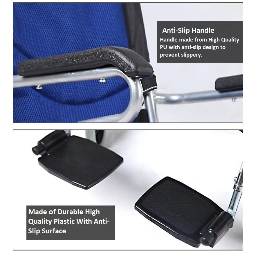 Red Wheelchair 20" Black Self-Propelled Folding Lightweight Wheelchair for Travel