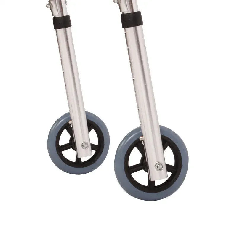 Adjustable Folding Walker Frame with Wheels, Silver Aluminium, 75-92CM Height