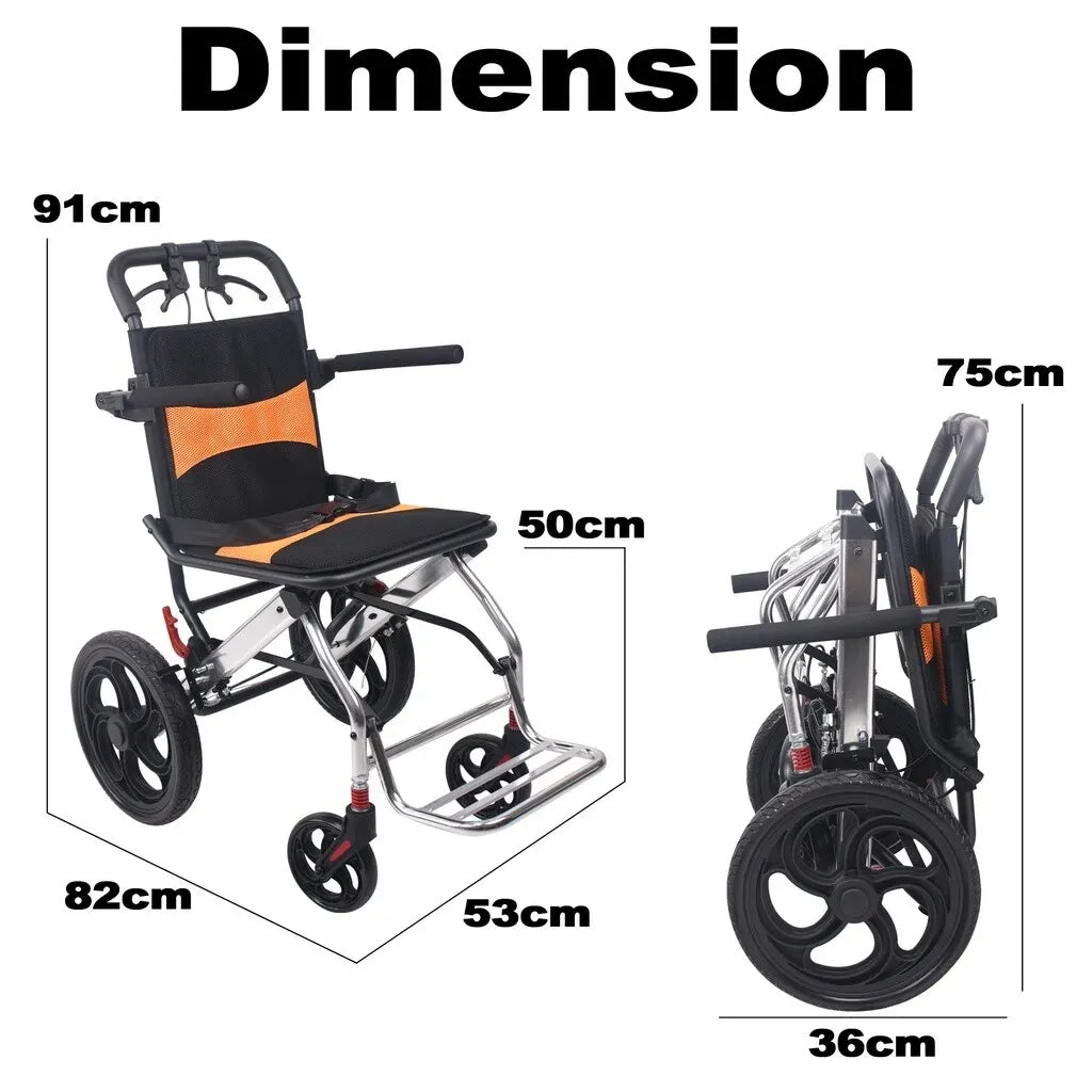 Portable Foldable Manual Wheelchair in Blue - Lightweight Travel Design for Easy Transport