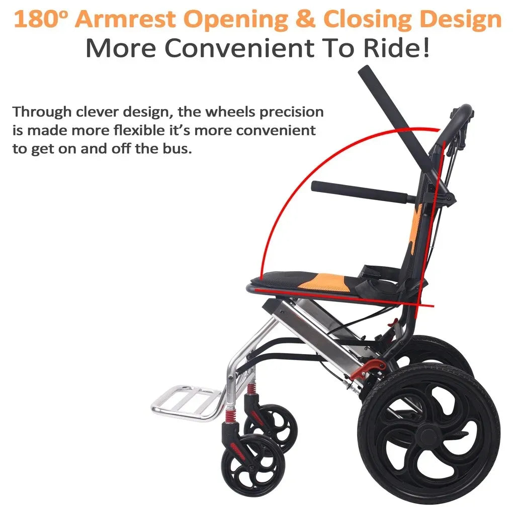 Portable Foldable Manual Wheelchair in Blue - Lightweight Travel Design for Easy Transport