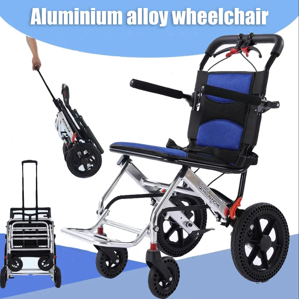 Portable Foldable Manual Wheelchair in Orange - Lightweight Travel Design, 100kg Capacity