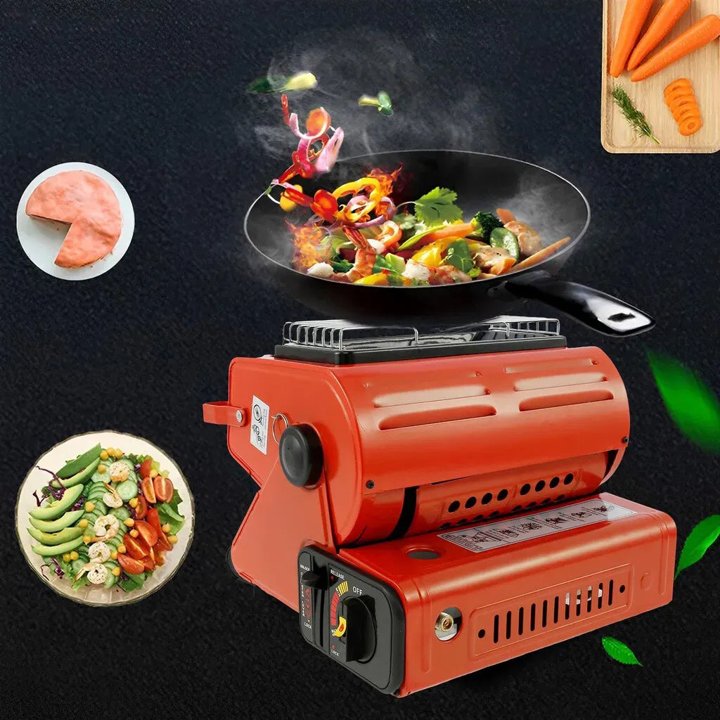 Portable Butane Gas Heater in Black for Camping, Hiking, and Outdoor Use