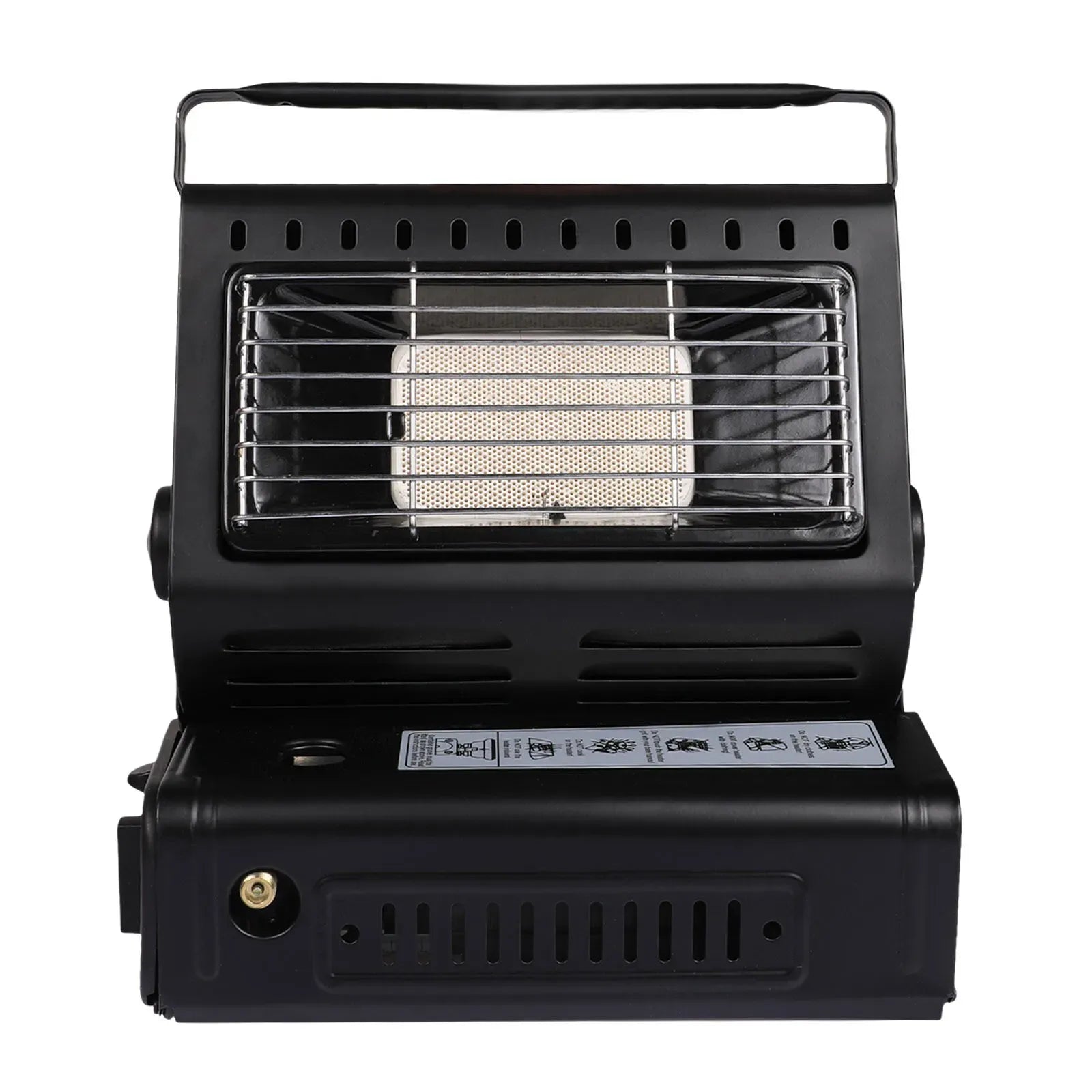 Portable Butane Gas Heater in Black for Camping, Hiking, and Outdoor Use