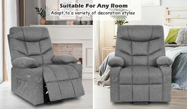 Brown Electric Massage Recliner Chair with Heat and Vibration in Grey, 108x100x85cm