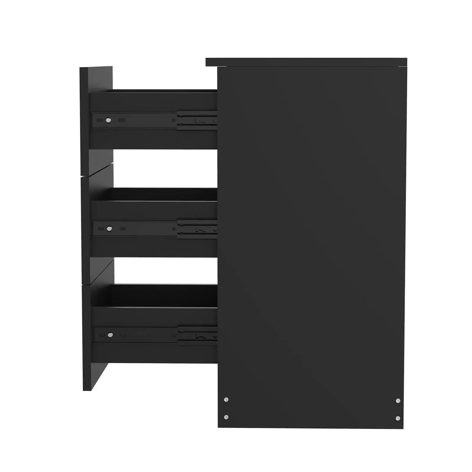 Black White Black Bedside Table with 3 Drawers, Modern Design, 38x35x66cm Storage Cabinet