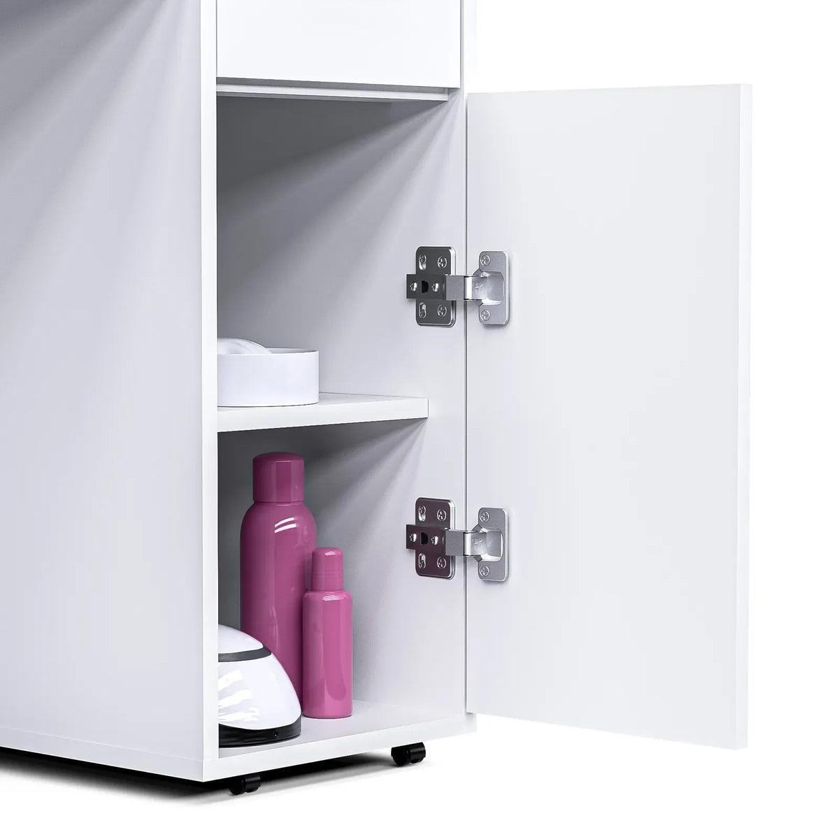 White Manicure Table with Electric Dust Collector and Storage, 108x45x77cm