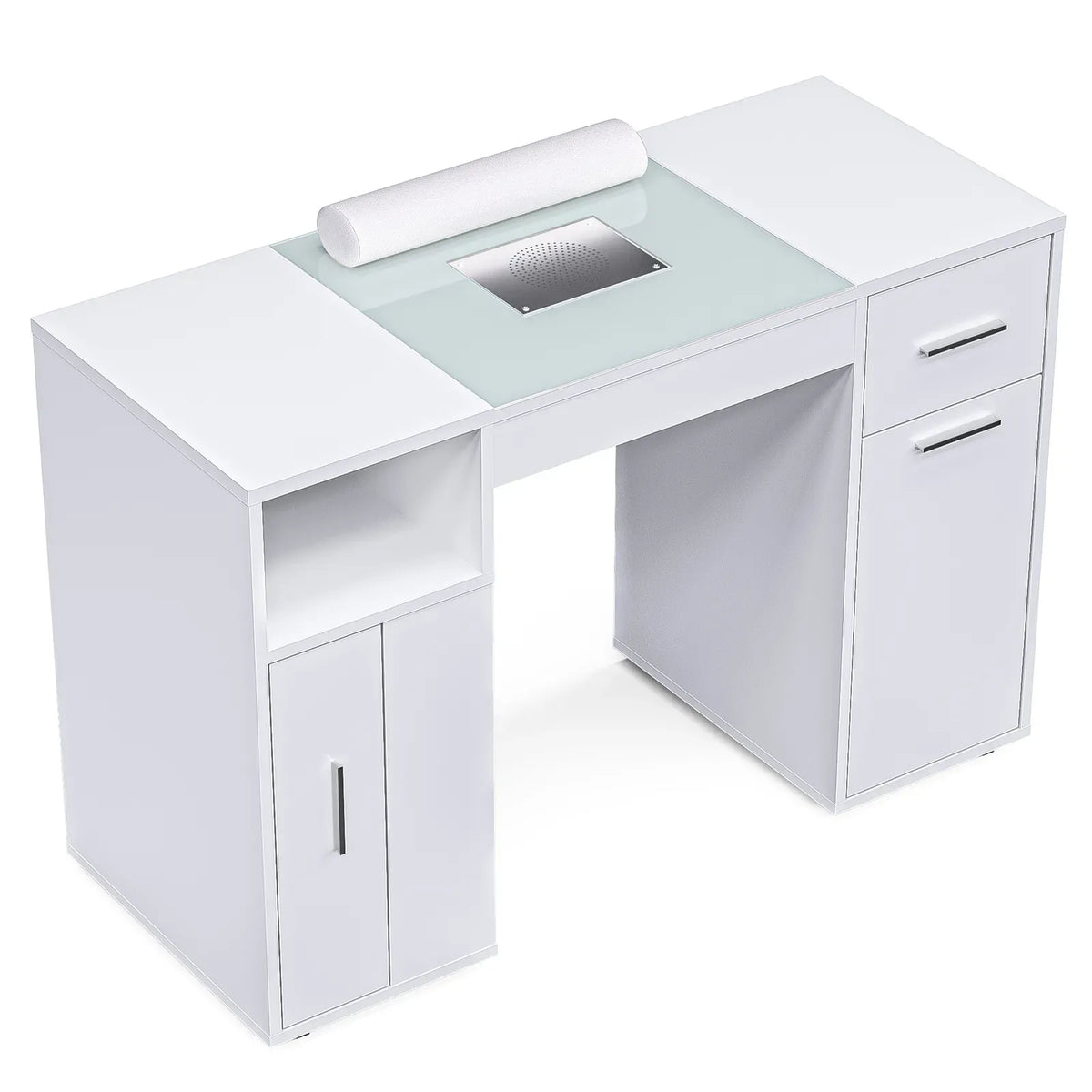 White Manicure Table with Electric Dust Collector and Storage, 108x45x77cm