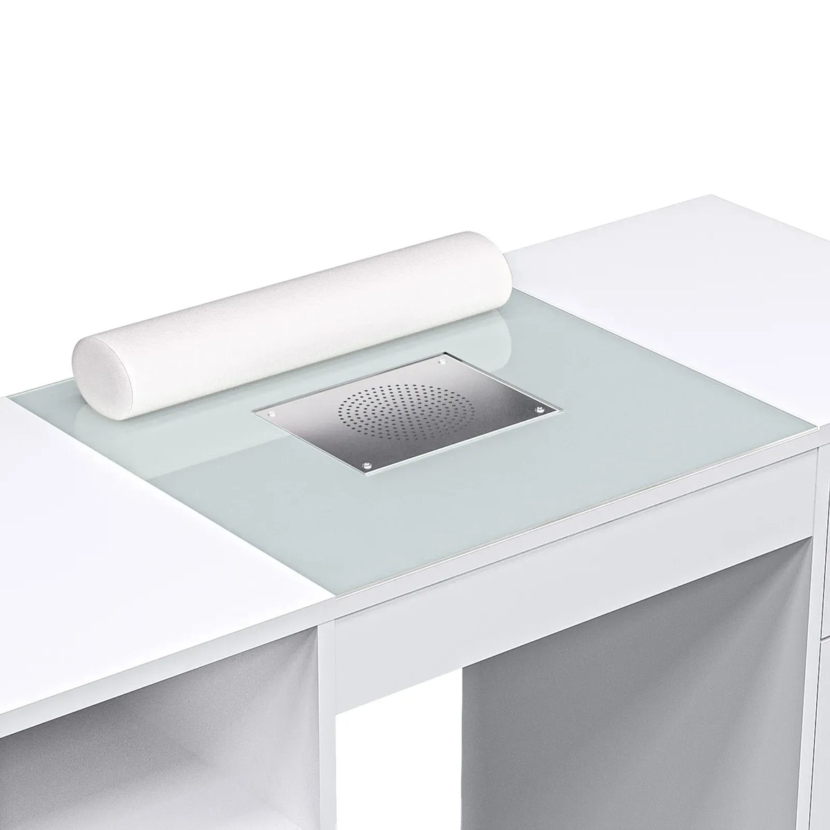White Manicure Table with Electric Dust Collector and Storage, 108x45x77cm