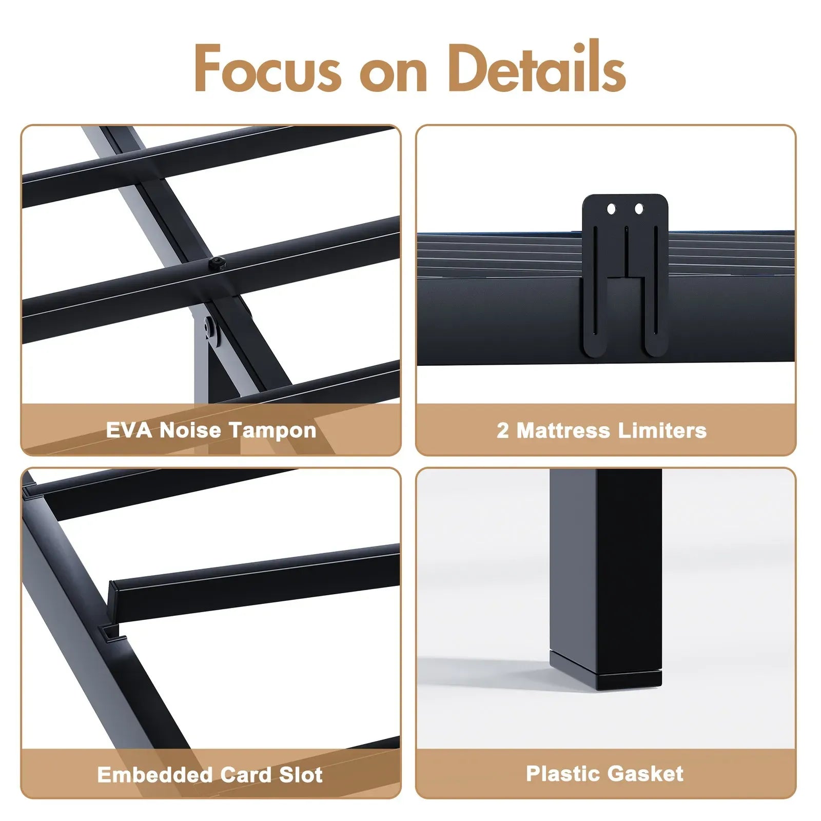 Double Black LED Bed Frame with 2 Storage Drawers and Charging Station