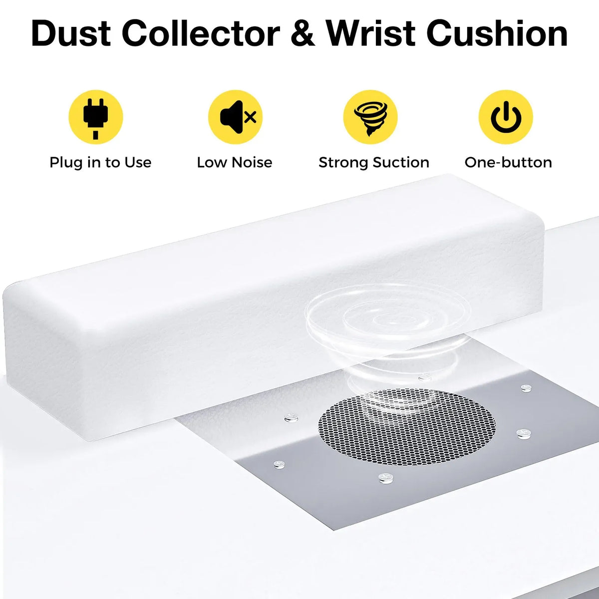 LED Manicure Table with Dust Collector and Charging Station in White