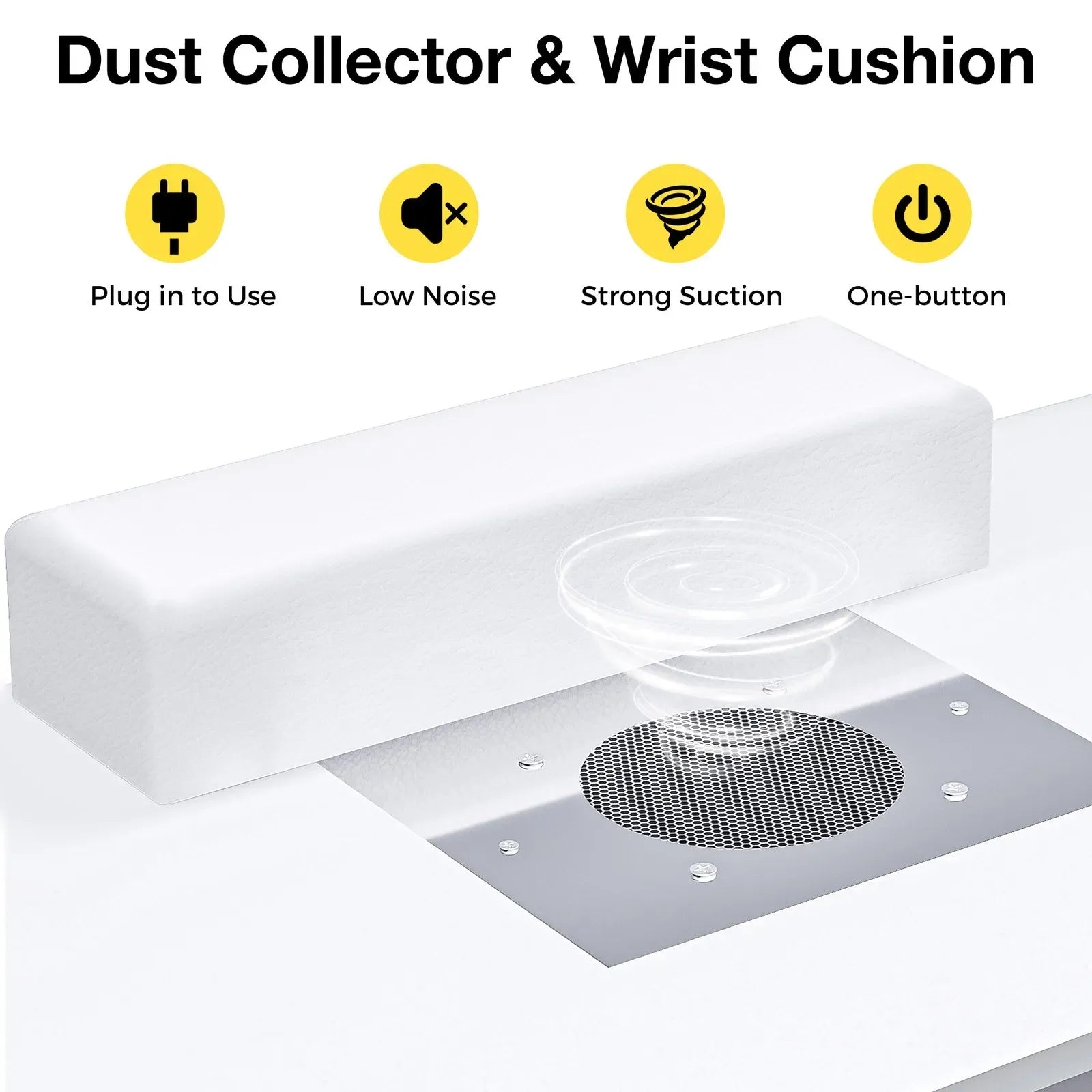 LED Manicure Table with Dust Collector and Charging Station in White