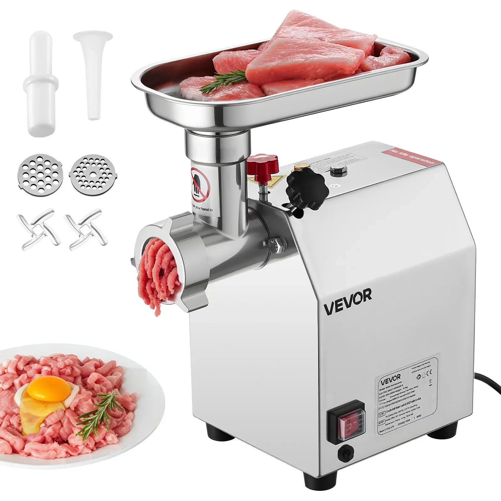 Commercial Electric Meat Grinder, Stainless Steel, 2.04 kg/Min, Sausage Stuffer