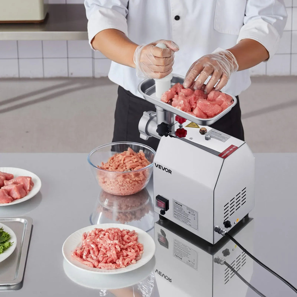 Commercial Electric Meat Grinder, Stainless Steel, 2.04 kg/Min, Sausage Stuffer