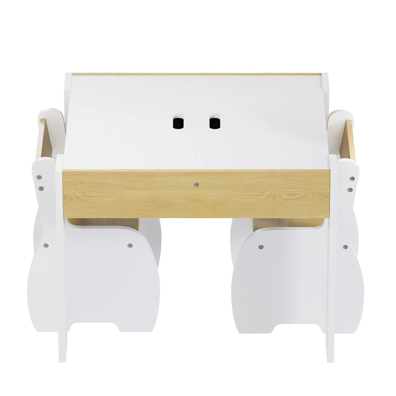 3-Piece Kids Table and Chairs Set in White with Storage, 60x60x48cm