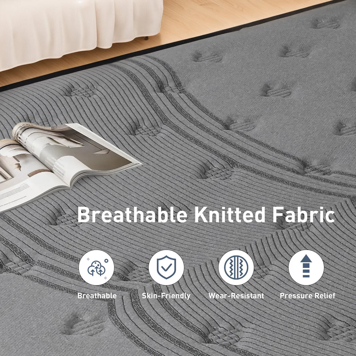 Double Mattress 30CM Thick Medium Firm Pocket Springs Euro Top Memory Foam in Grey
