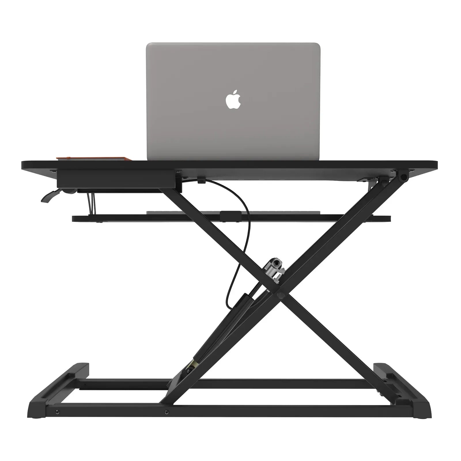 Height Adjustable Black Laptop Riser Desk with Two-Tier Design, 80x40cm