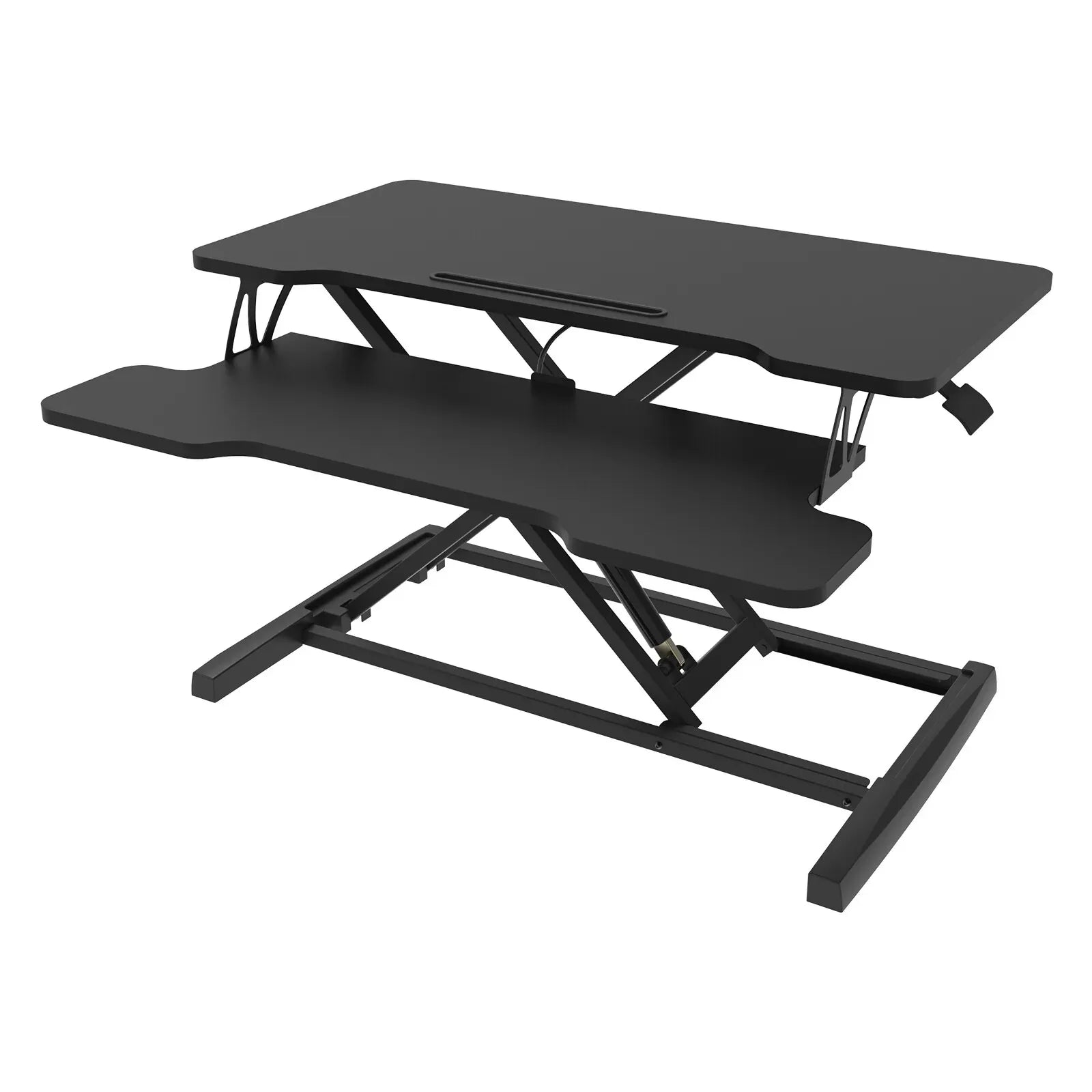 Height Adjustable Black Laptop Riser Desk with Two-Tier Design, 80x40cm