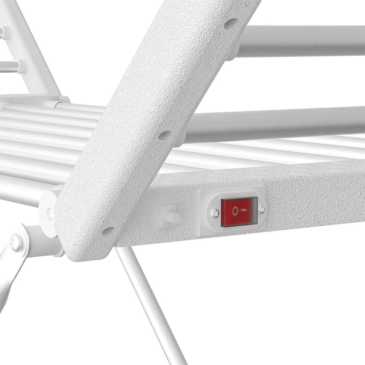 White 220W Electric Heated Towel Rack in Silver with 20 Bars for Fast Drying