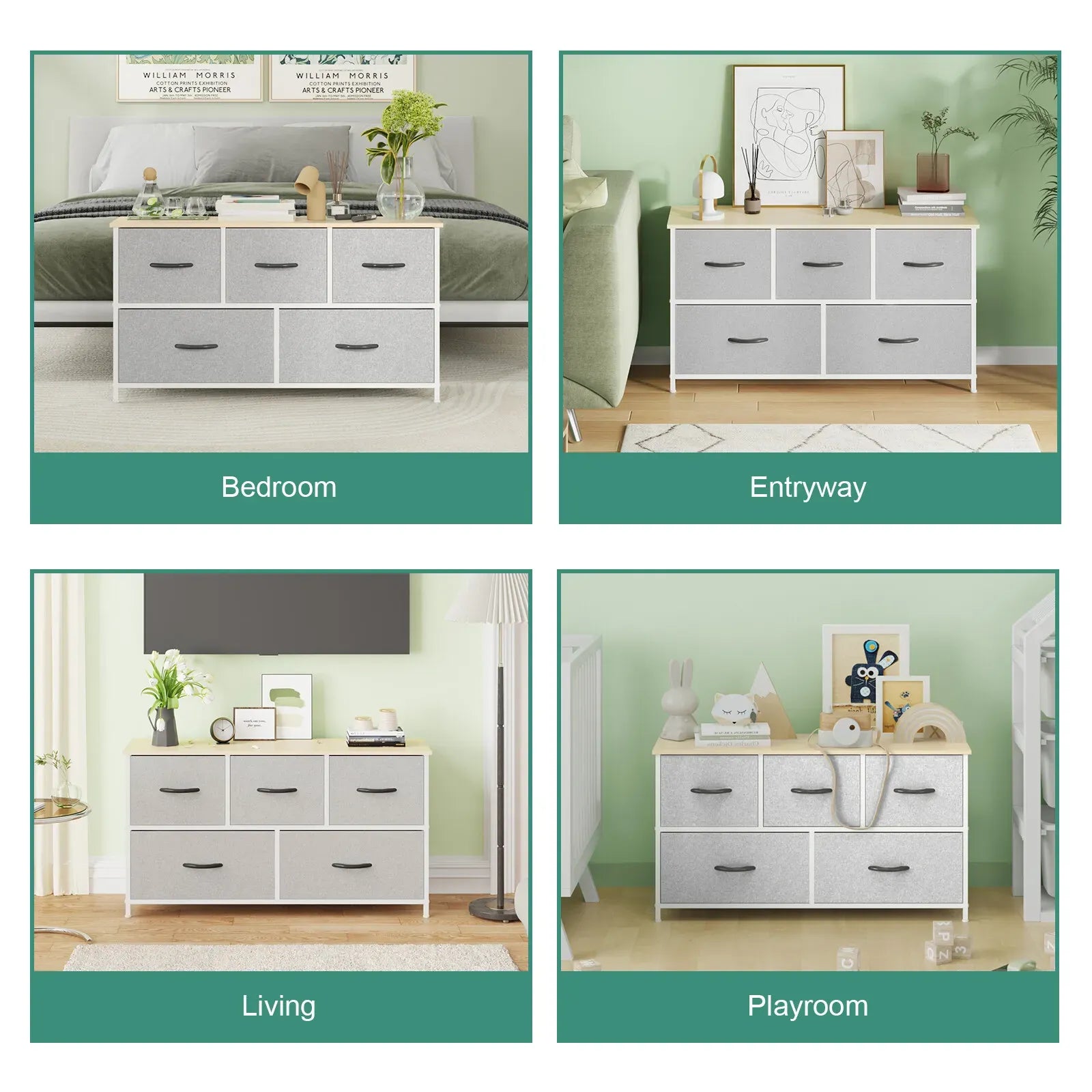 Black Chest of 5 Drawers Storage Cabinet Dresser Unit for Living Room or Bedroom