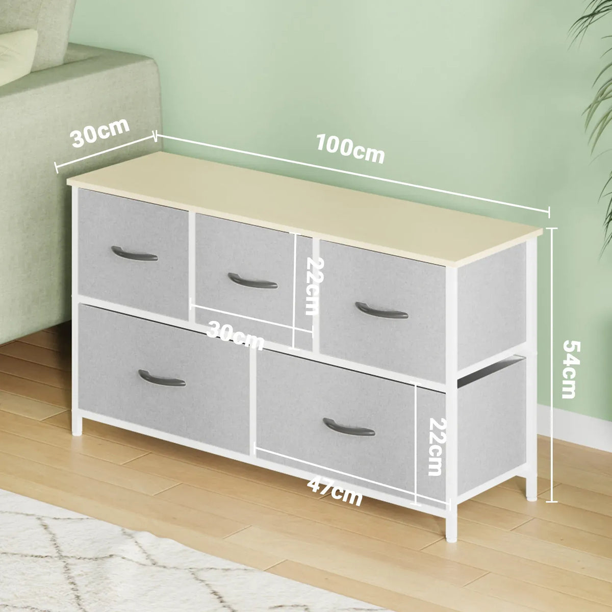 Black Chest of 5 Drawers Storage Cabinet Dresser Unit for Living Room or Bedroom