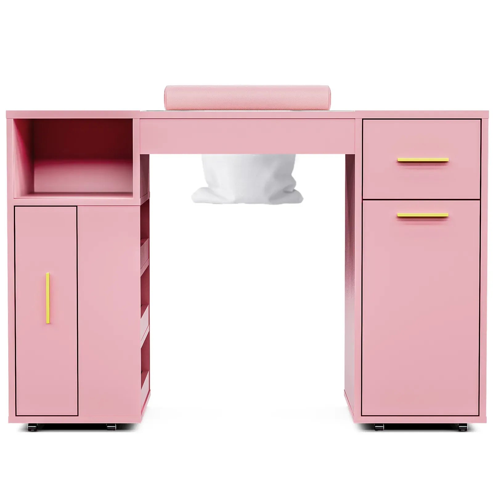 Pink Manicure Table with Electric Dust Collector and Storage, 108x45x77cm