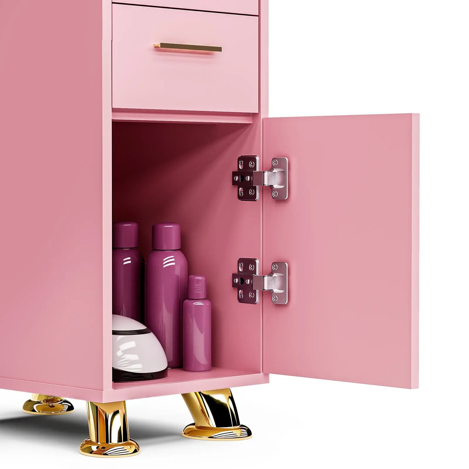 Pink Manicure Table with Electric Dust Collector and Storage, 108x45x77cm