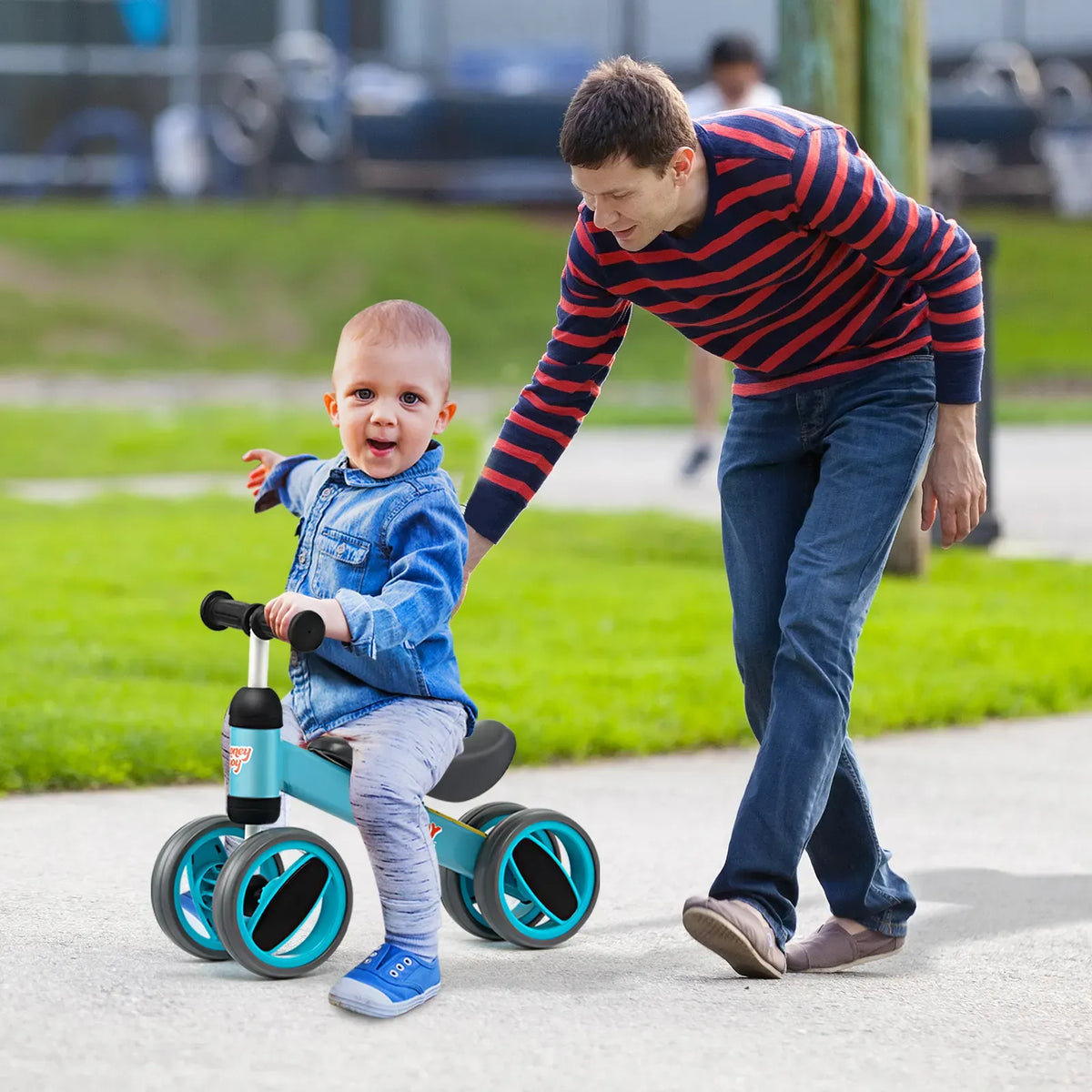 Baby Balance Bike for Toddlers 1-2 Years, Blue, 47x20x37.5cm, 4 Wheels