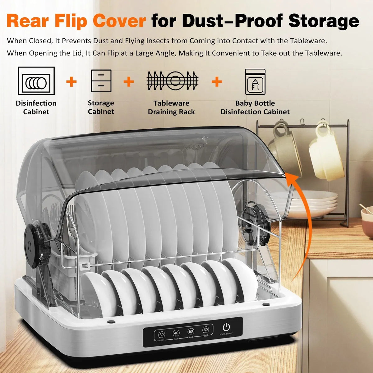 32L Black Countertop Steriliser Cabinet with Hot Air Drying Technology