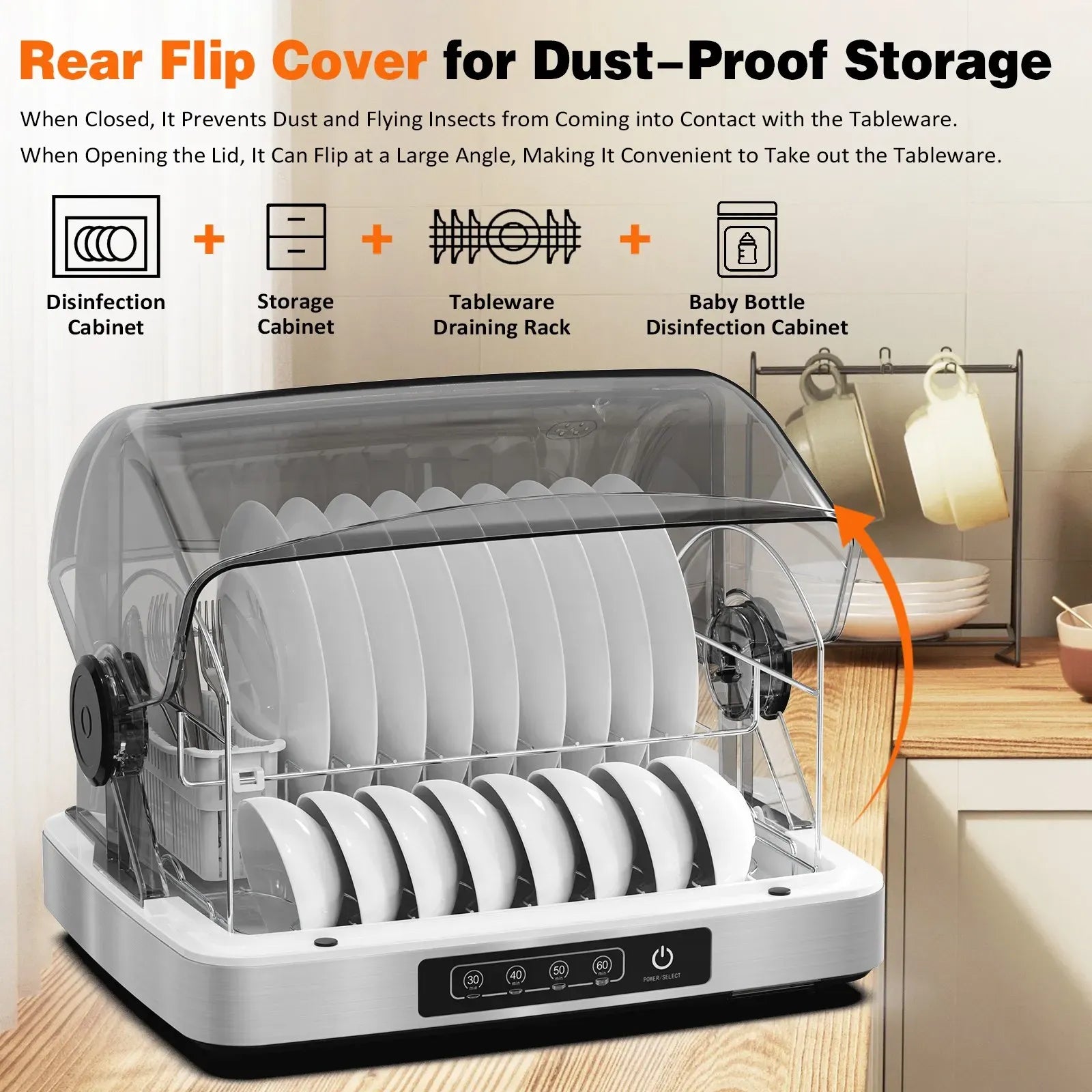 32L Black Countertop Steriliser Cabinet with Hot Air Drying Technology