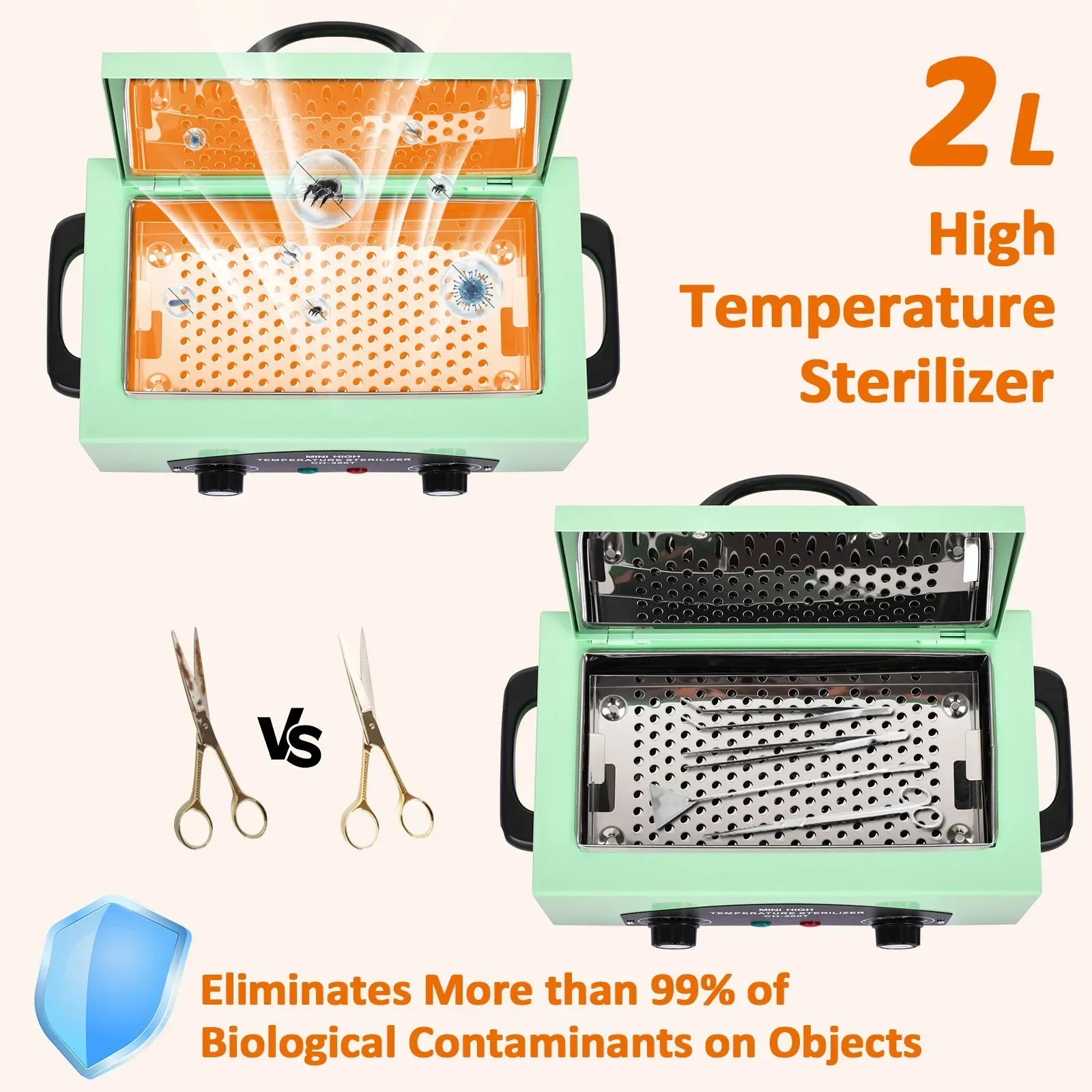 High Temperature Black Nail Tool Sterilizer Dry Heat Disinfection Cabinet 33x19x15cm